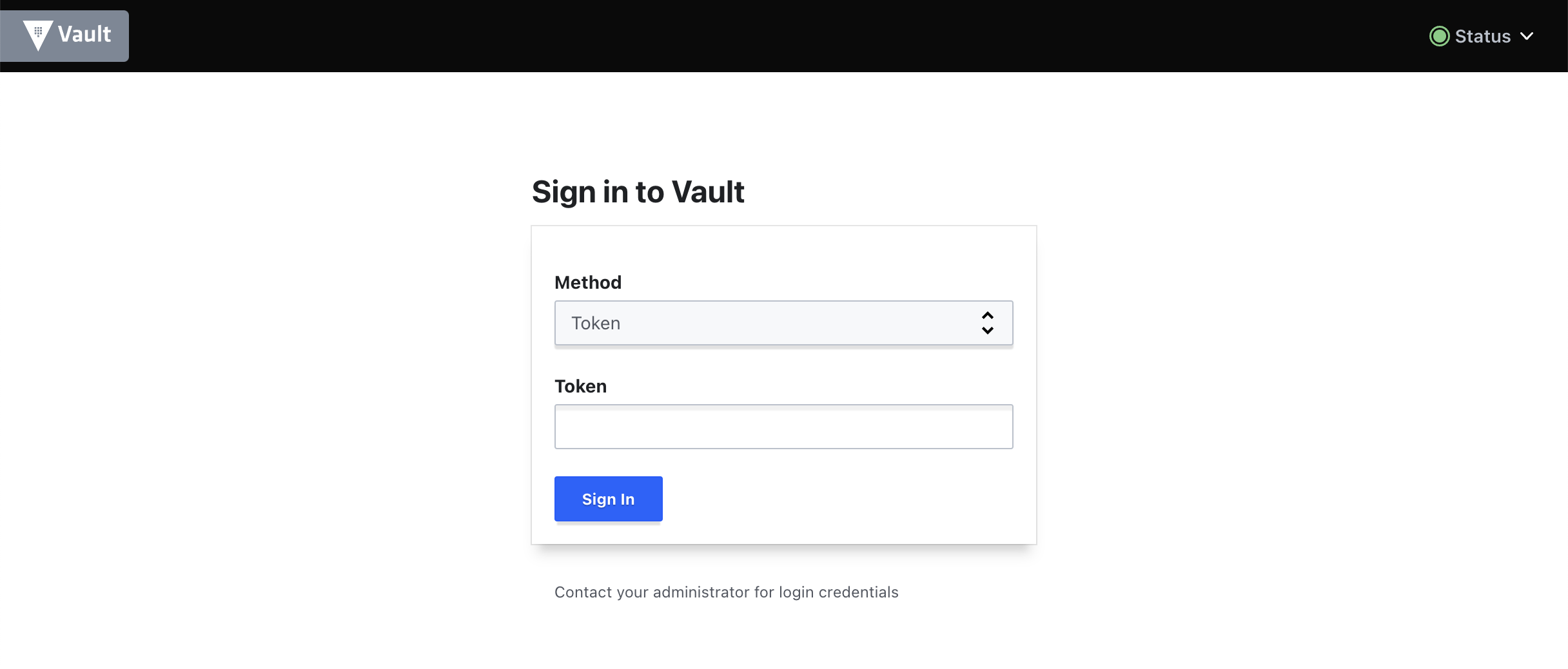 Страница входа в Secrets Manager