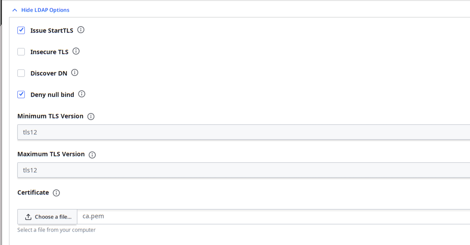 Настройка метода аутентификации LDAP в Secrets Manager