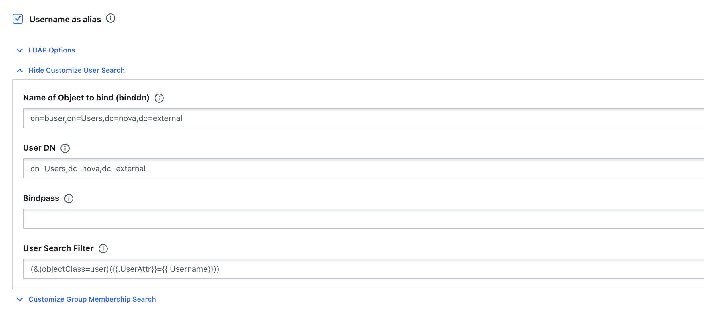 Настройка метода аутентификации LDAP в Secrets Manager